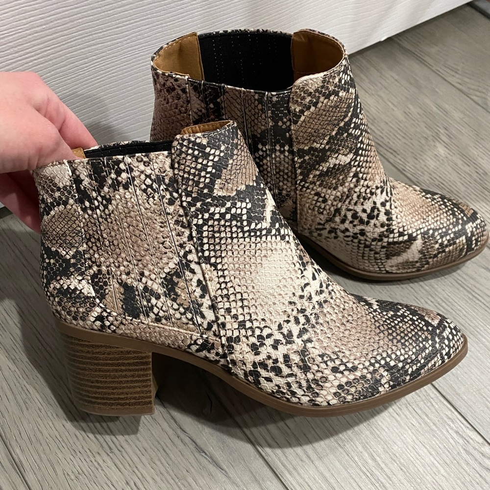 Snake Print Booties Like New - image 3